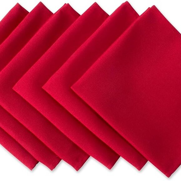 NEW 6 Piece 100% Spun Polyester Table Top Collection, Napkins, 18x18, Red - Picture 2 of 9